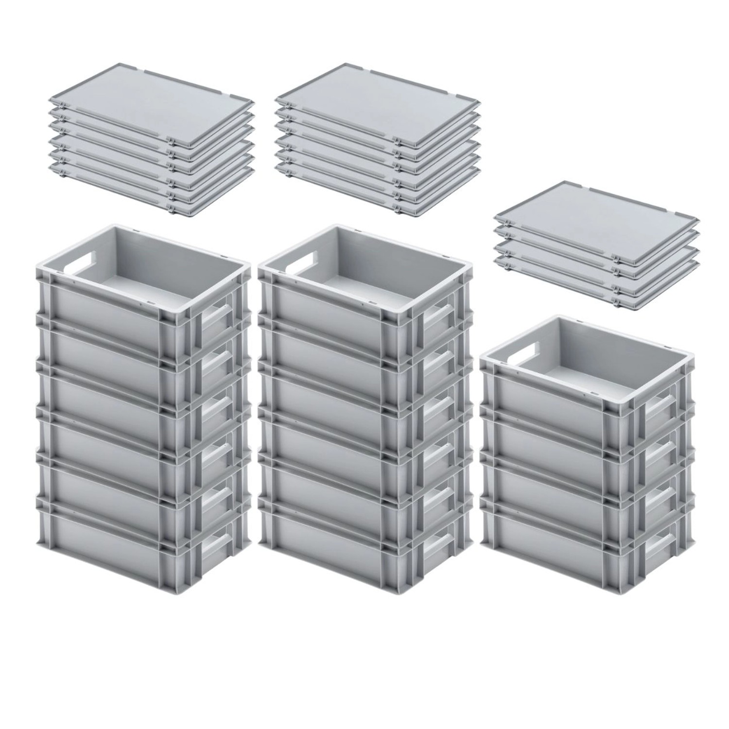 PROREGAL SuperSparSet 16x Eurobehälter mit Offenem Griff und Scharnierdeckel HxBxT 12 x 30 x 40 cm 11 Liter Grau Eurobox Transportbox PROREGAL SuperSparSet 16x Eurobehälter mit Offenem Griff und Scharnierdeckel HxBxT 12 x 30 x 40 cm 11 Liter Grau Eurobox Transportbox von PROREGAL