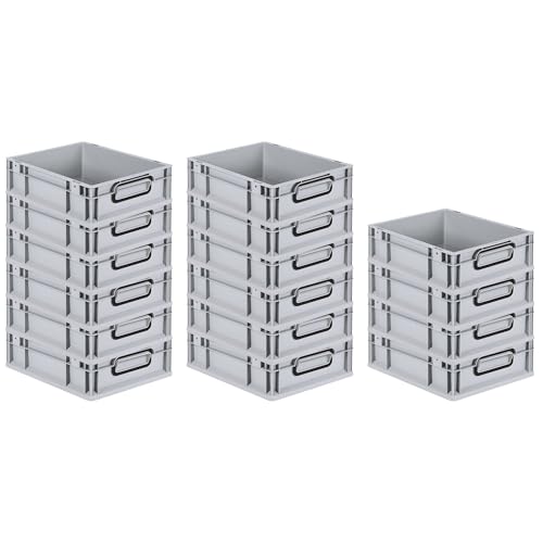 PROREGAL SuperSparSet 16x Eurobox NextGen Color | HxBxT 12x30x40cm | 11 Liter | Griffe schwarz geschlossen | Glatter Boden | Grau | Eurobehälter, Transportbox, Transportbehälter, Stapelbehälter PROREGAL SuperSparSet 16x Eurobox NextGen Color | HxBxT 12x30x40cm | 11 Liter | Griffe schwarz geschlossen | Glatter Boden | Grau | Eurobehälter, Transportbox, Transportbehälter, Stapelbehälter von PROREGAL