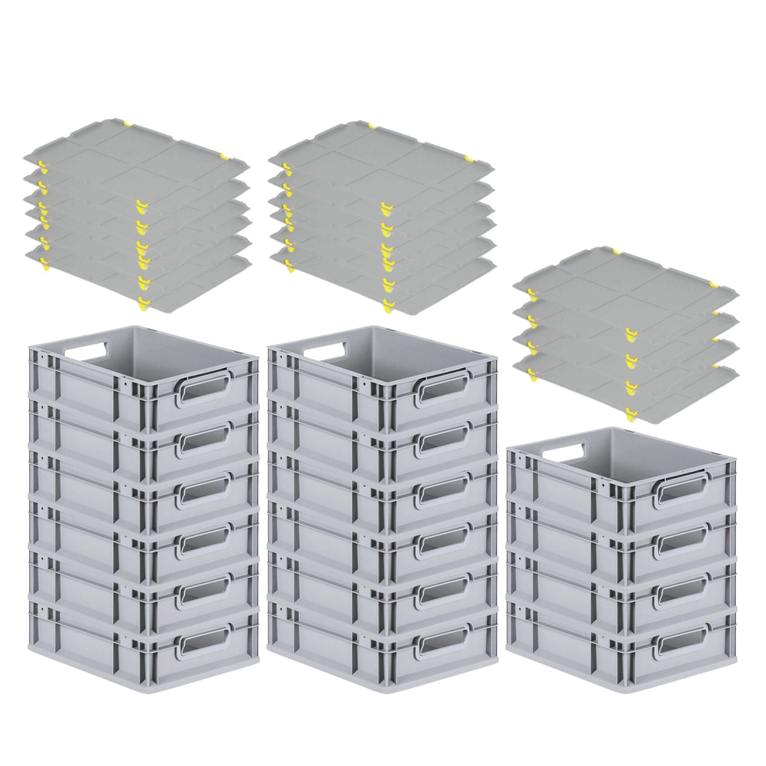 PROREGAL SuperSparSet 16x Eurobox NextGen Grip mit Auflagedeckel mit 4 Gelben Schiebeschnappverschlüssen HxBxT 12 x 30 x 40 cm 11 Liter Griffe PROREGAL SuperSparSet 16x Eurobox NextGen Grip mit Auflagedeckel mit 4 Gelben Schiebeschnappverschlüssen HxBxT 12 x 30 x 40 cm 11 Liter Griffe von PROREGAL