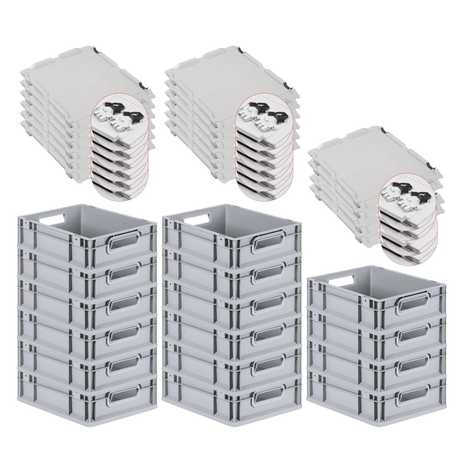 PROREGAL SuperSparSet 16x Eurobox NextGen Grip mit Scharnierdeckel und Schwarzen Schiebeschnappverschlüssen HxBxT 12 x 30 x 40 cm 11 Liter Griffe PROREGAL SuperSparSet 16x Eurobox NextGen Grip mit Scharnierdeckel und Schwarzen Schiebeschnappverschlüssen HxBxT 12 x 30 x 40 cm 11 Liter Griffe von PROREGAL