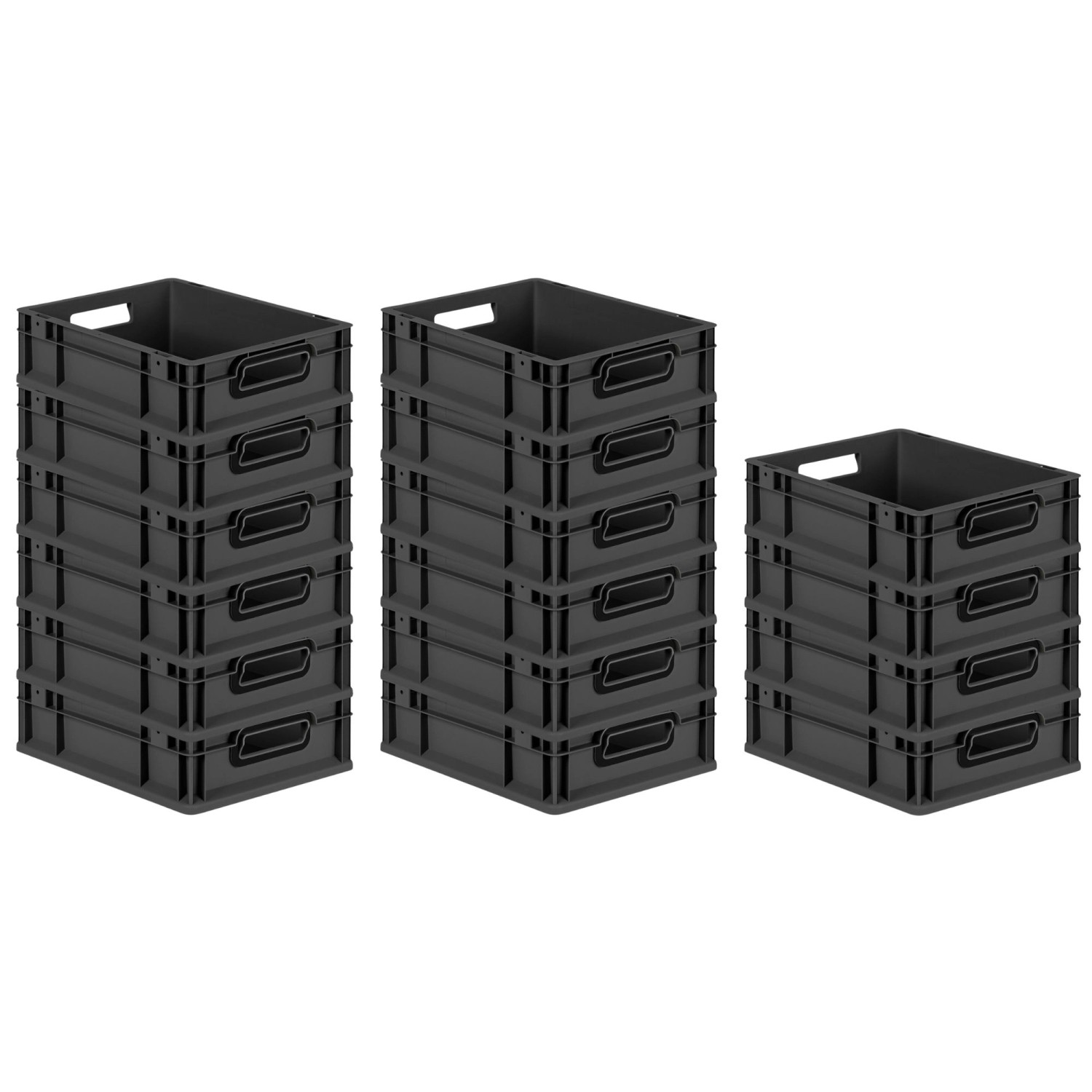PROREGAL SuperSparSet 16x Eurobox Nextgen Color HxBxT 12x30x40cm 11 Liter Griffe Schwarz Offen Schwarz Eurobehälter Transportbox Transportbehälter von PROREGAL