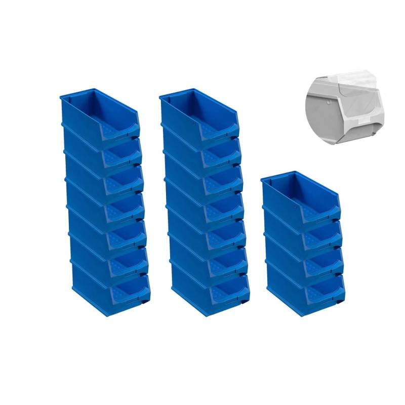 SuperSparSet 18 x Blaue Sichtlagerbox 4.0 Mit Abdeckung HxBxT 15 x 20 x 35 cm 7,2 Liter Sichtlagerbehälter Sichtlagerkasten von PROREGAL