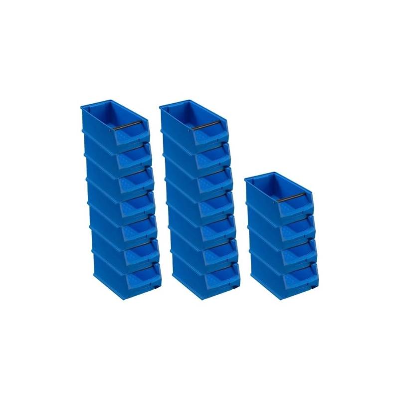 PROREGAL SuperSparSet 18x Blaue Sichtlagerbox 4,1 mit Griffstange HxBxT 15 x 20 x 35 cm 7,2 Liter Sichtlagerbehälter von PROREGAL