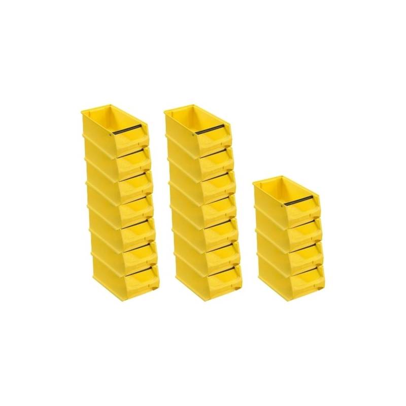 PROREGAL SuperSparSet 18x Gelbe Sichtlagerbox 4,1 mit Griffstange HxBxT 15 x 20 x 35 cm 7,2 Liter Sichtlagerbehälter von PROREGAL