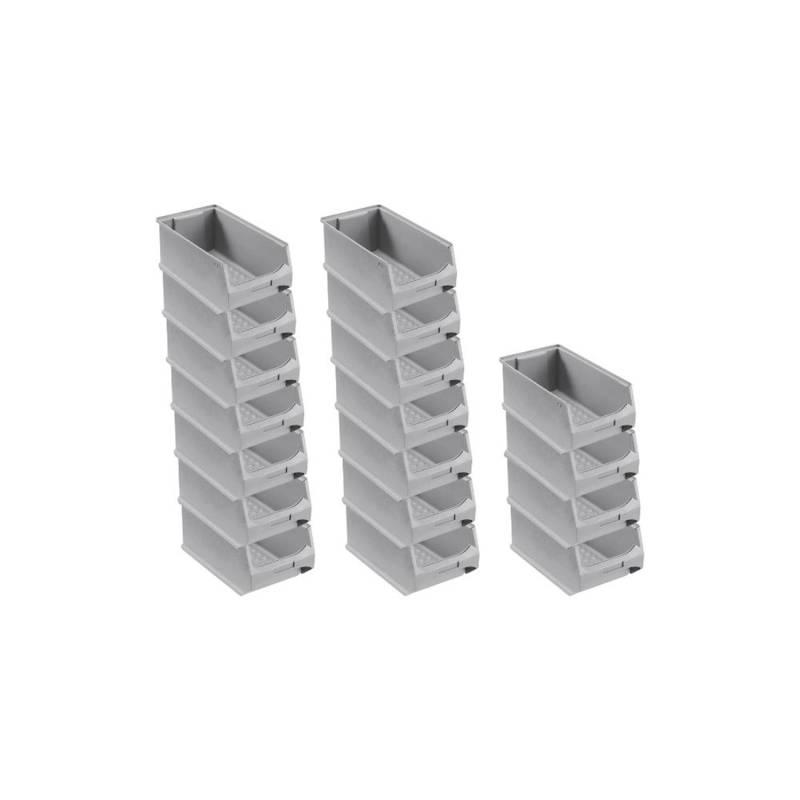PROREGAL SuperSparSet 18x Graue Sichtlagerbox 4,0 HxBxT 15 x 20 x 35 cm 7,2 Liter Sichtlagerbehälter von PROREGAL