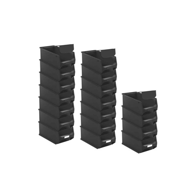 SuperSparSet 18 x Leitfähige Sichtlagerbox 4.0 Mit Abdeckung HxBxT 15 x 20 x 35 cm 7,2 Liter ESD Sichtlagerbehälter Sichtlagerkasten von PROREGAL