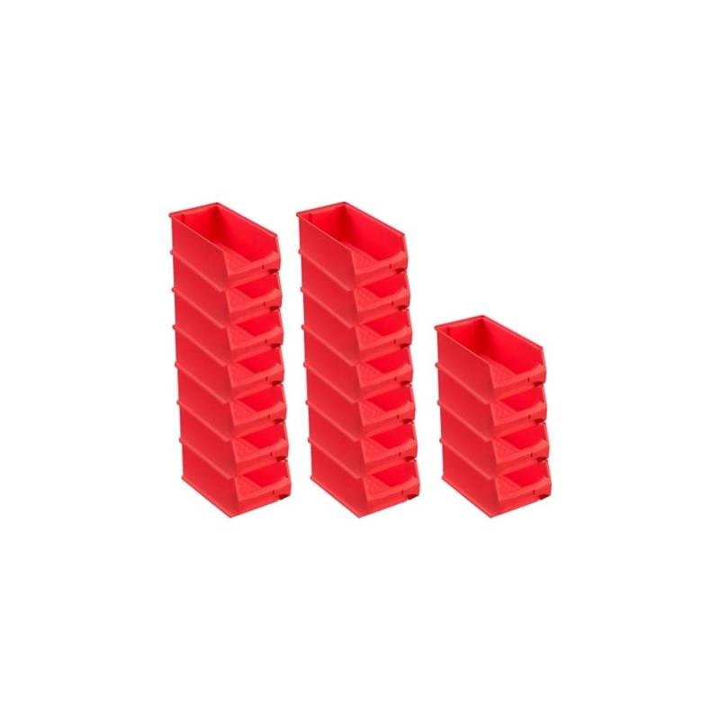 PROREGAL SuperSparSet 18x Rote Sichtlagerbox 4,0 HxBxT 15 x 20 x 35 cm 7,2 Liter Sichtlagerbehälter von PROREGAL