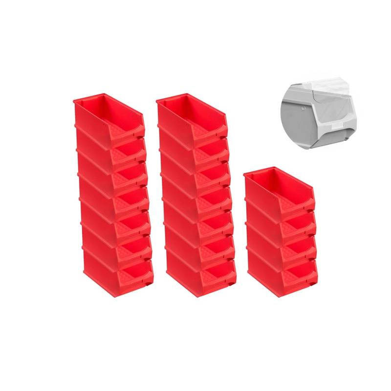 SuperSparSet 18 x Rote Sichtlagerbox 4.0 Mit Abdeckung HxBxT 15 x 20 x 35 cm 7,2 Liter Sichtlagerbehälter Sichtlagerkasten von PROREGAL