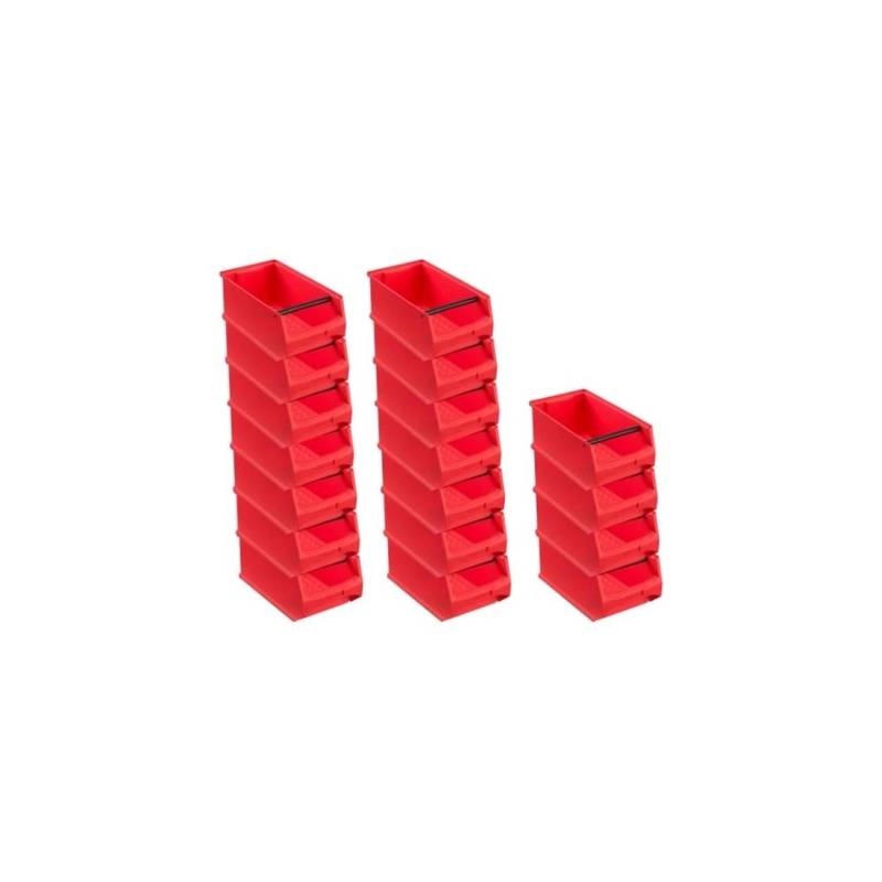 PROREGAL SuperSparSet 18x Rote Sichtlagerbox 4,1 mit Griffstange HxBxT 15 x 20 x 35 cm 7,2 Liter Sichtlagerbehälter von PROREGAL