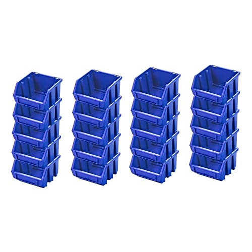 PROREGAL SuperSparSet 20x Sichtlagerbox 1 | HxBxT 7,5x11,6x11,2cm | Blau | Sichtlagerbehälter Sichtlagerkasten Sichtlagerkastensortiment Sortierbehälter Stapelbehälter von PROREGAL