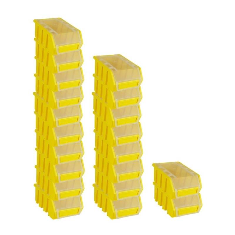 PROREGAL SuperSparSet 20x Sichtlagerbox 2 mit Deckel HxBxT 7,5 x 11,6 x 16,1 cm Polypropylen Gelb von PROREGAL