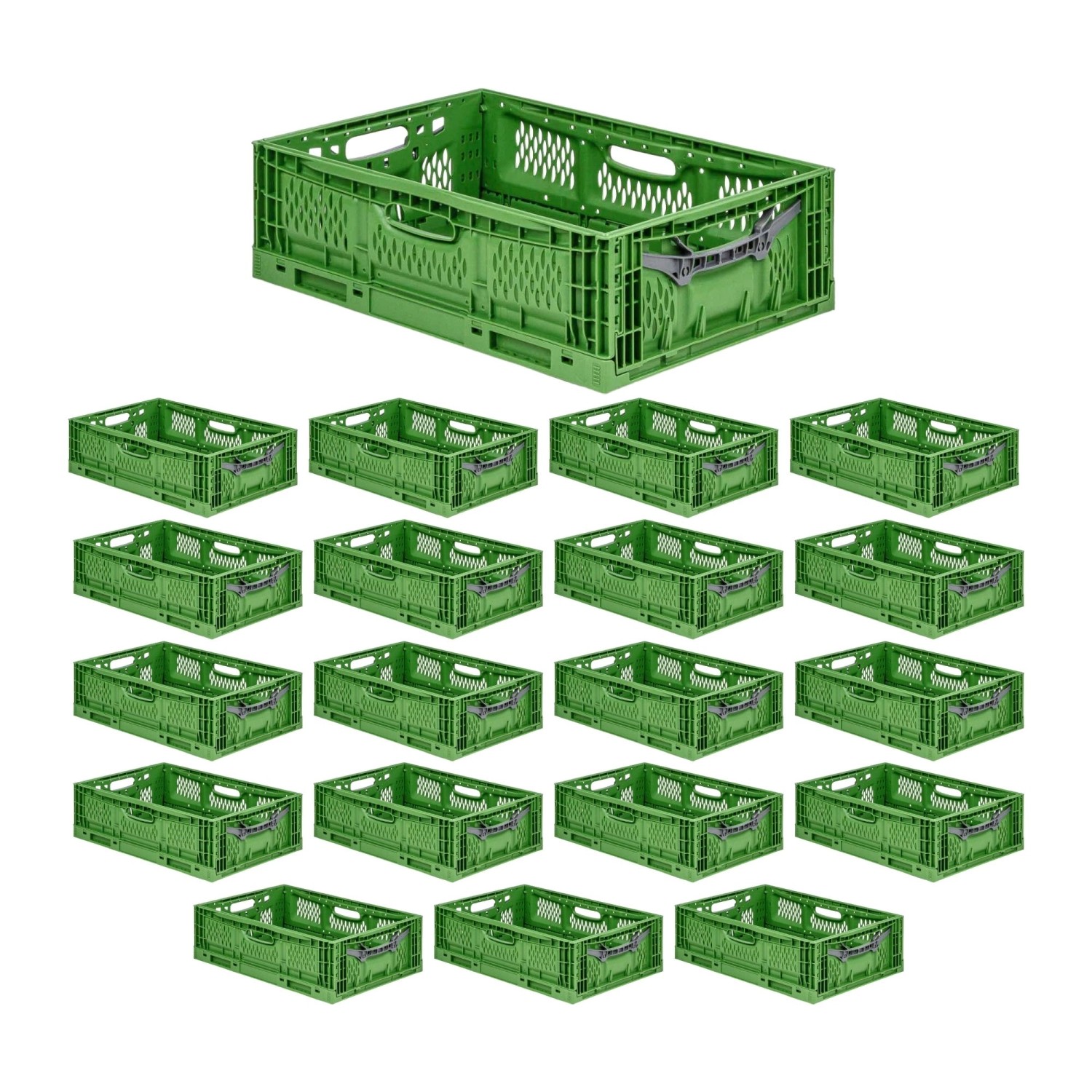 PROREGAL SuperSparSet 20x Stabile Profi-Klappbox Chameleon in Industriequalität HxBxT 18 x 40 x 60 cm 35 Liter Klappbar Stapelbar von PROREGAL