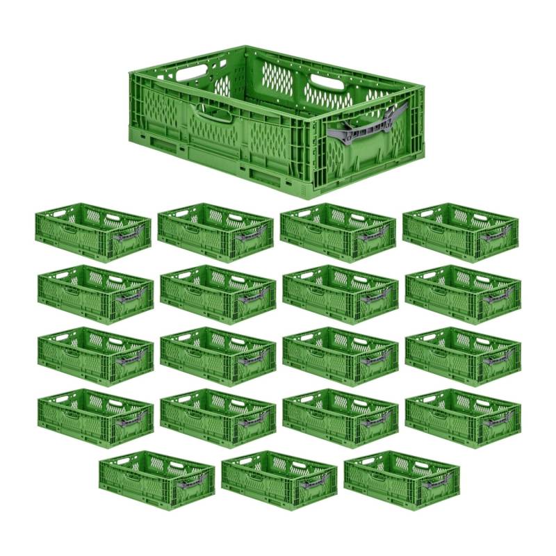 PROREGAL SuperSparSet 20x Stabile Profi-Klappbox Chameleon in Industriequalität HxBxT 18 x 40 x 60 cm 35 Liter Klappbar Stapelbar von PROREGAL