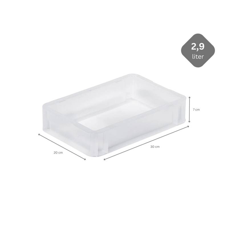 SuperSparSet 20 x Transparenter Eurobehälter BasicLine Mit Geschlossenem Griff und Klickdeckel HxBxT 7 x 20 x 30 cm 2,9 Liter Eurobox von PROREGAL