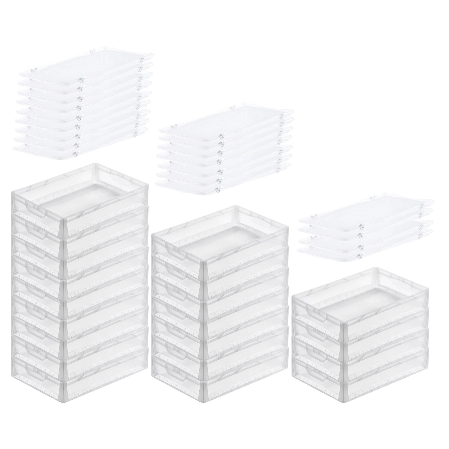 PROREGAL SuperSparSet 20x Transparenter Eurobehälter LightLine mit Offenem Griff und Auflagedeckel HxBxT 12 x 40 x 60 cm 24 Liter Eurobox von PROREGAL