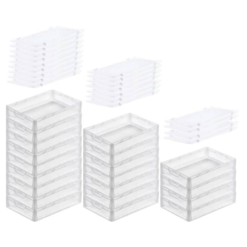 PROREGAL SuperSparSet 20x Transparenter Eurobehälter LightLine mit Offenem Griff und Auflagedeckel HxBxT 12 x 40 x 60 cm 24 Liter Eurobox von PROREGAL