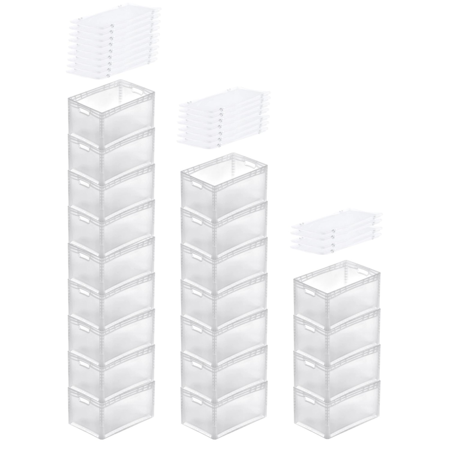 PROREGAL SuperSparSet 20x Transparenter Eurobehälter LightLine mit Offenem Griff und Auflagedeckel HxBxT 32 x 40 x 60 cm 66 Liter Eurobox PROREGAL SuperSparSet 20x Transparenter Eurobehälter LightLine mit Offenem Griff und Auflagedeckel HxBxT 32 x 40 x 60 cm 66 Liter Eurobox von PROREGAL