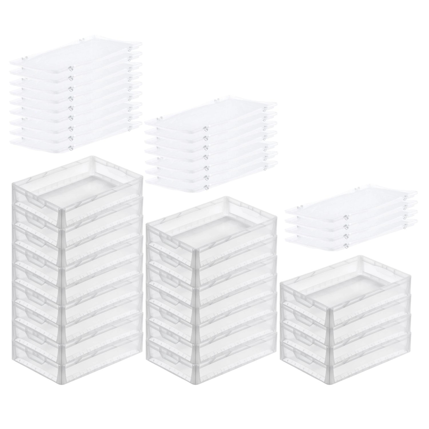 PROREGAL SuperSparSet 20x Transparenter Eurobehälter LightLine mit Offenem Griff und Scharnierdeckel HxBxT 12 x 40 x 60 cm 24 Liter Eurobox von PROREGAL