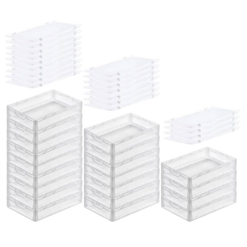 PROREGAL SuperSparSet 20x Transparenter Eurobehälter LightLine mit Offenem Griff und Scharnierdeckel HxBxT 12 x 40 x 60 cm 24 Liter Eurobox von PROREGAL