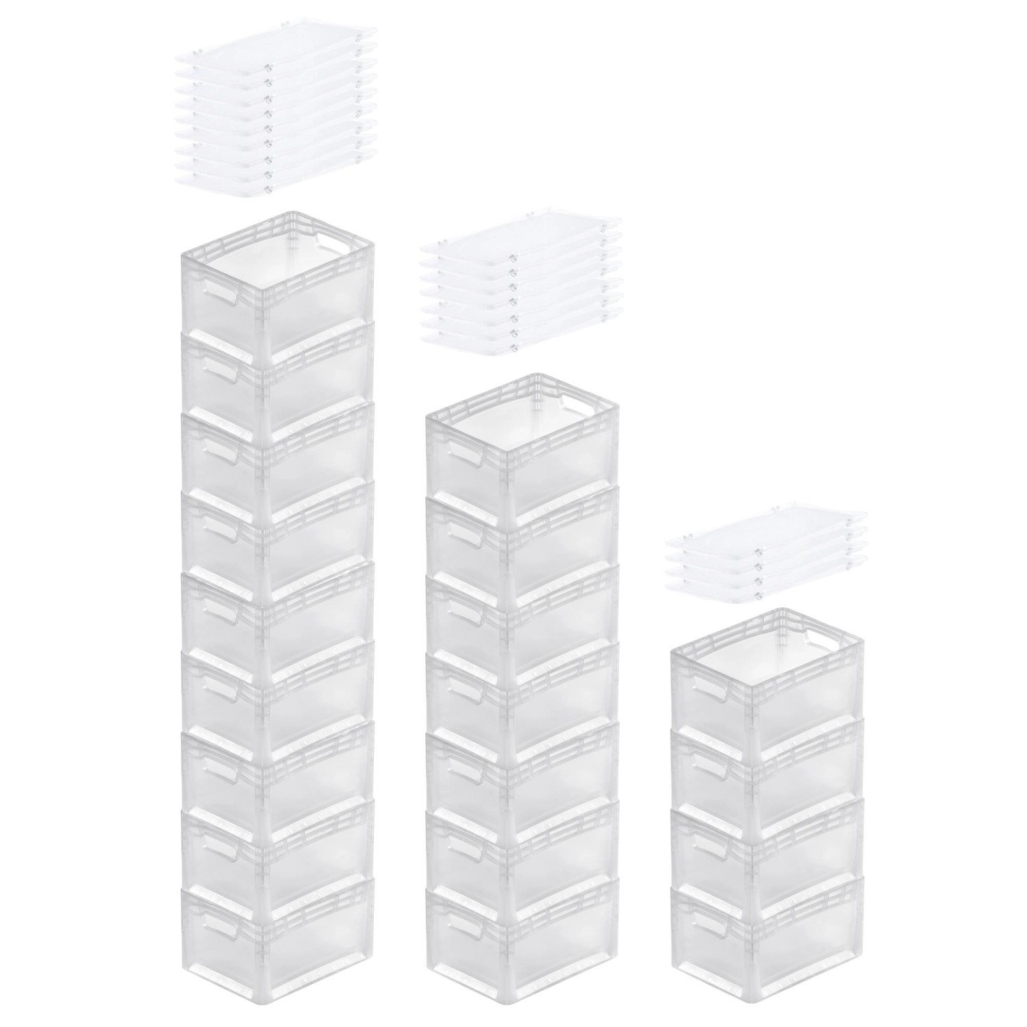 PROREGAL SuperSparSet 20x Transparenter Eurobehälter LightLine mit Offenem Griff und Scharnierdeckel HxBxT 22 x 30 x 40 cm 24 Liter Eurobox PROREGAL SuperSparSet 20x Transparenter Eurobehälter LightLine mit Offenem Griff und Scharnierdeckel HxBxT 22 x 30 x 40 cm 24 Liter Eurobox von PROREGAL