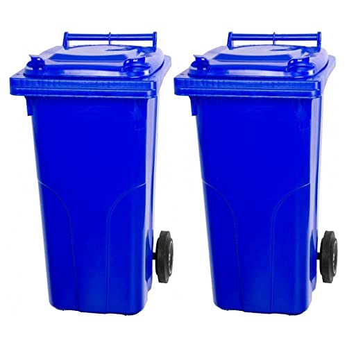 PROREGAL SuperSparSet 2x 2-Rad-Mülltonne MGB | HDPE-Kunststoff | 120 Liter | Blau | Mülltonne, Müllgroßbehälter, Mülleimer, Abfalltonne, Müllbehälter, Universaltonne von PROREGAL