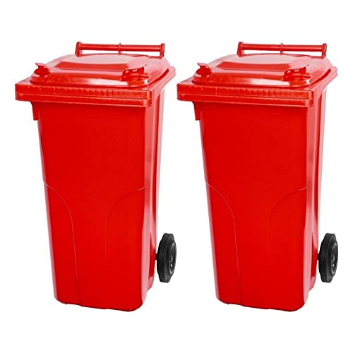 PROREGAL SuperSparSet 2x 2-Rad-Mülltonne MGB | HDPE-Kunststoff | 120 Liter | Rot | Mülltonne, Müllgroßbehälter, Mülleimer, Abfalltonne, Müllbehälter, Universaltonne von PROREGAL