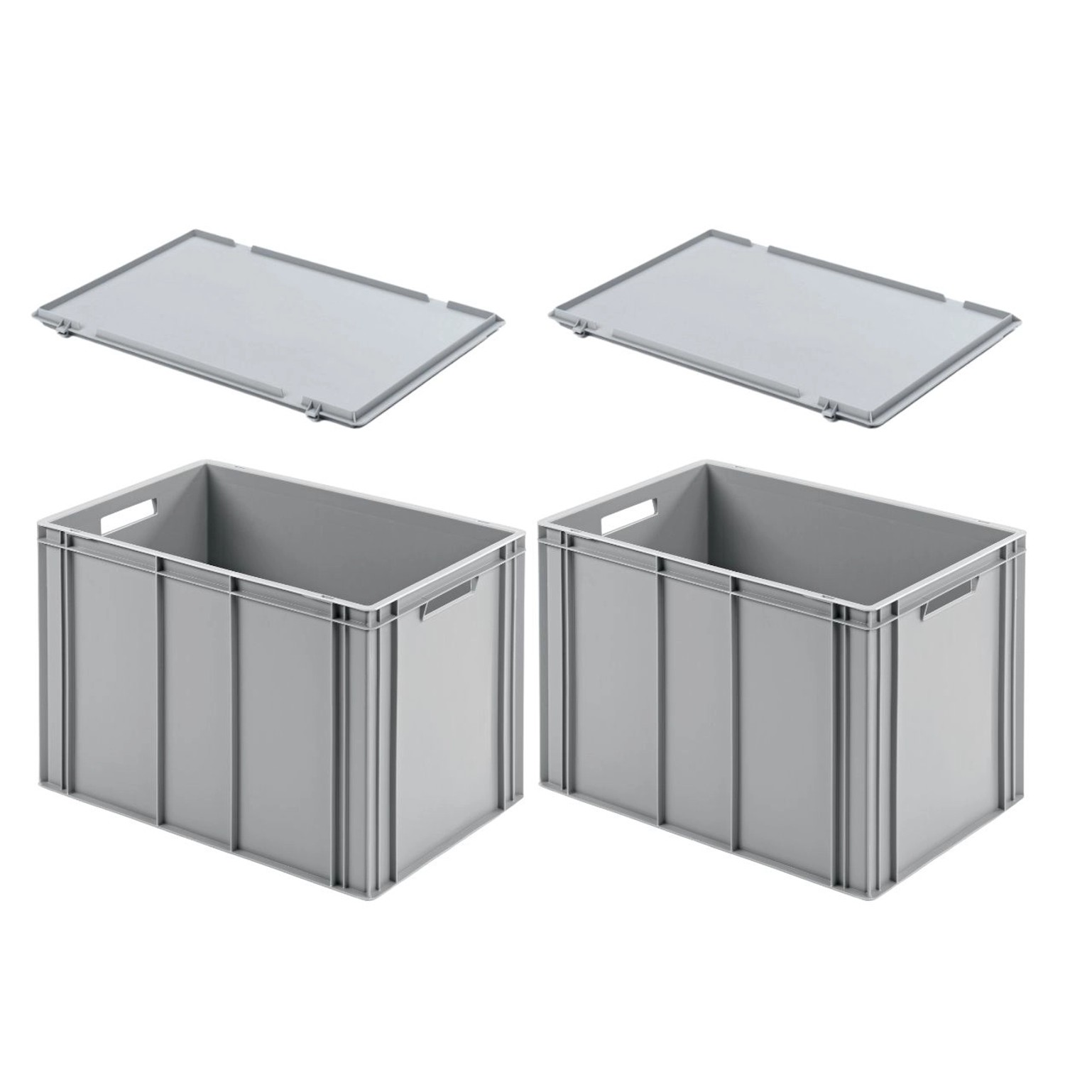 PROREGAL SuperSparSet 2x Eurobehälter mit Offenem Griff und Scharnierdeckel HxBxT 42 x 40 x 60 cm 70 Liter Grau Eurobox Transportbox PROREGAL SuperSparSet 2x Eurobehälter mit Offenem Griff und Scharnierdeckel HxBxT 42 x 40 x 60 cm 70 Liter Grau Eurobox Transportbox von PROREGAL