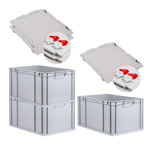 PROREGAL SuperSparSet 3x Eurobox NextGen Economy mit Scharnierdeckel & roten Verschlüssen | Griffe geschlossen | HxBxT 32x40x60cm | 65 Liter | Eurobehälter Transportbox Transportbehälter PROREGAL SuperSparSet 3x Eurobox NextGen Economy mit Scharnierdeckel & roten Verschlüssen | Griffe geschlossen | HxBxT 32x40x60cm | 65 Liter | Eurobehälter Transportbox Transportbehälter von PROREGAL