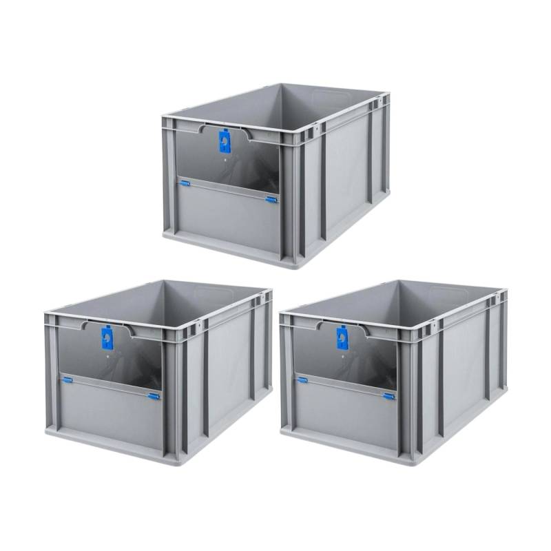 PROREGAL SuperSparSet 3x Eurobox NextGen Insight Cover HxBxT 32 x 40 x 60 65 Liter Hoch/Blau Eurobehälter Transportbox von PROREGAL