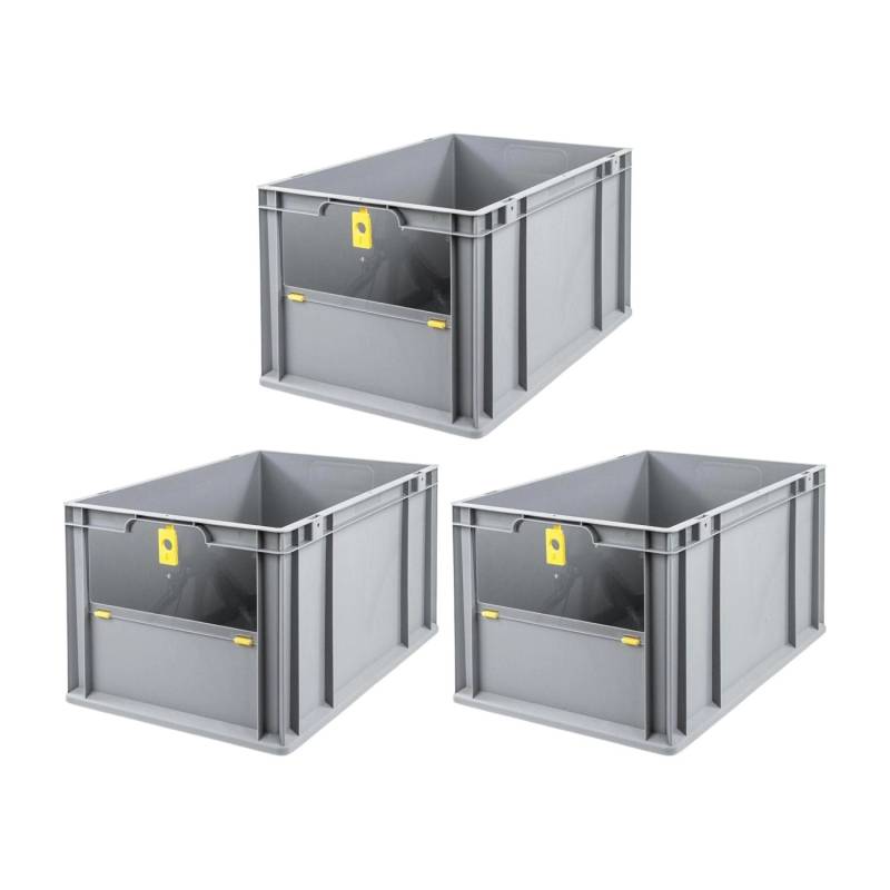 PROREGAL SuperSparSet 3x Eurobox NextGen Insight Cover HxBxT 32 x 40 x 60 65 Liter Hoch/Gelb Eurobehälter Transportbox von PROREGAL