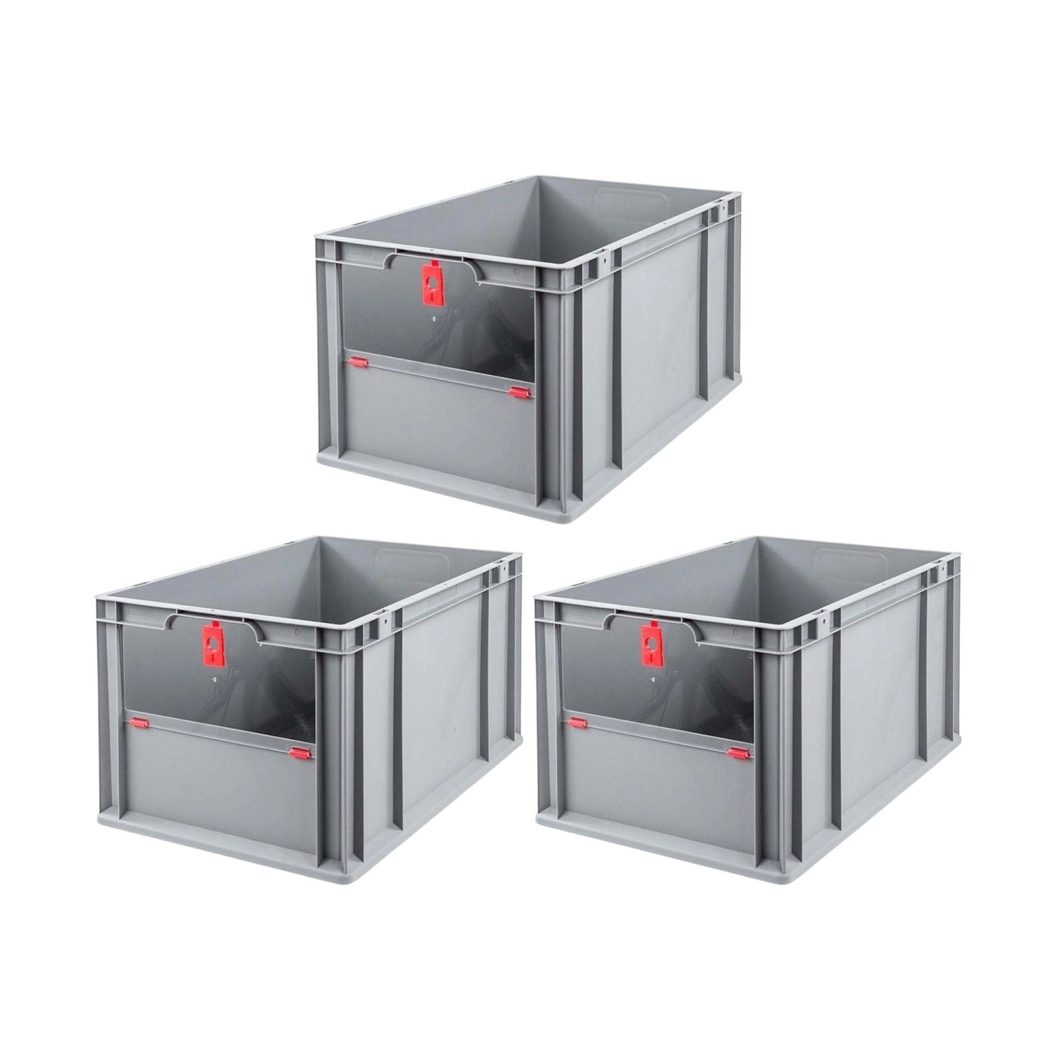 PROREGAL SuperSparSet 3x Eurobox NextGen Insight Cover HxBxT 32 x 40 x 60 65 Liter Hoch/Rot Eurobehälter Transportbox von PROREGAL