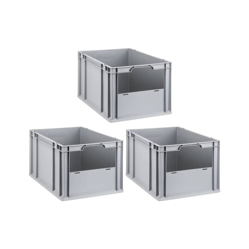 PROREGAL SuperSparSet 3x Eurobox NextGen Insight HxBxT 32 x 40 x 60 cm 65 Liter Front Offen Eurobehälter Transportbox von PROREGAL