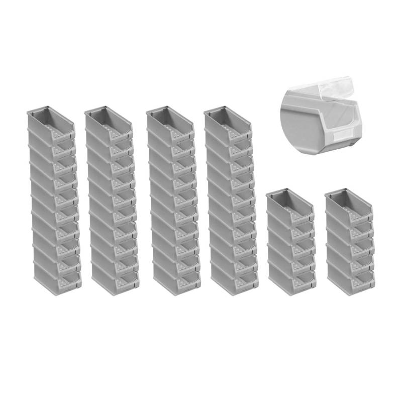 SuperSparSet 40 x Graue Sichtlagerbox 2.0 Mit Abdeckung HxBxT 7,5 x 10 x 17,5 cm 0,8 Liter Sichtlagerbehälter Sichtlagerkasten von PROREGAL