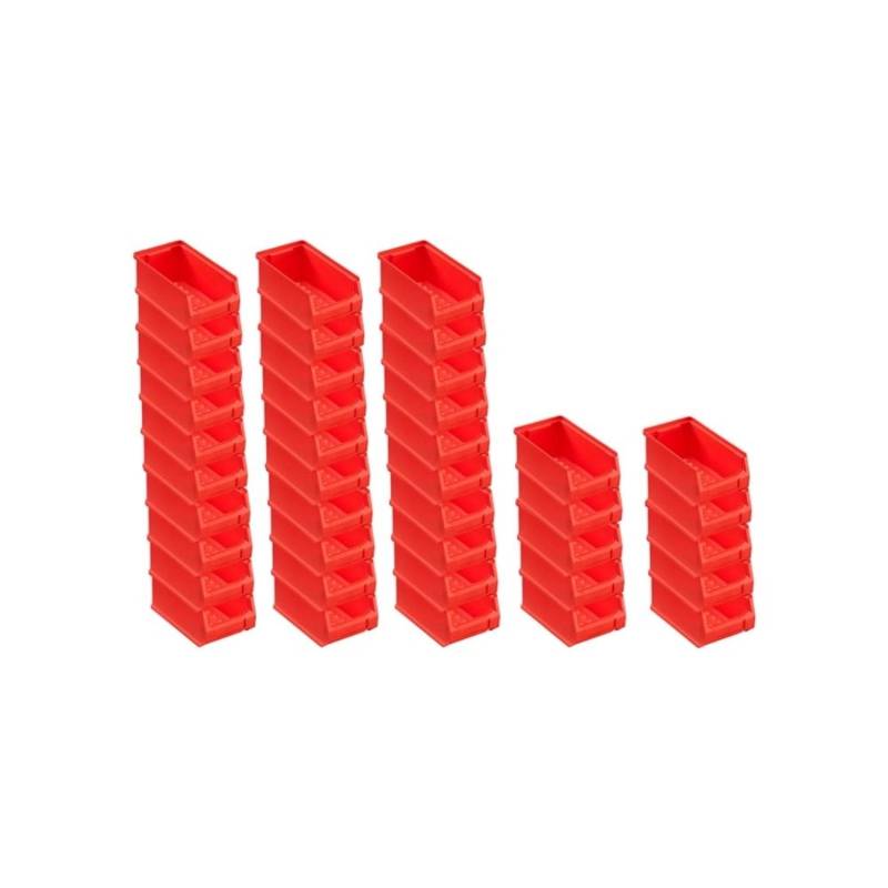 PROREGAL SuperSparSet 40x Rote Sichtlagerbox 2,0 HxBxT 7,5 x 10 x 17,5 cm 0,8 Liter Sichtlagerbehälter von PROREGAL
