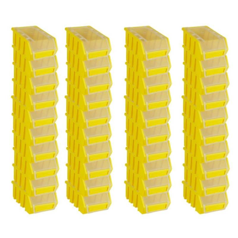 PROREGAL SuperSparSet 40x Sichtlagerbox 2 mit Deckel HxBxT 7,5 x 11,6 x 16,1 cm Polypropylen Gelb von PROREGAL