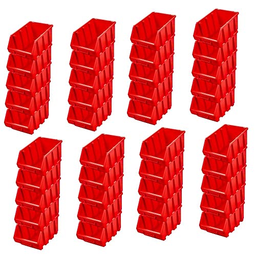 PROREGAL SuperSparSet 40x Sichtlagerbox 3 | HxBxT 12,6x17x24cm | Rot | Sichtlagerbehälter Sichtlagerkasten Sichtlagerkastensortiment Sortierbehälter Stapelbehälter von PROREGAL