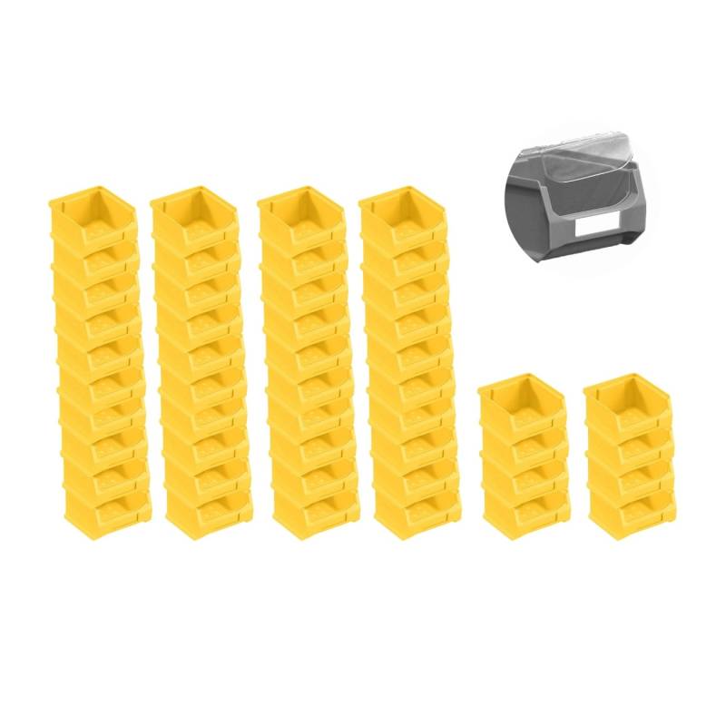 SuperSparSet 48 x Gelbe Sichtlagerbox 1.0 Mit Abdeckung HxBxT 6 x 10 x 10 cm 0,4 Liter Sichtlagerbehälter Sichtlagerkasten von PROREGAL