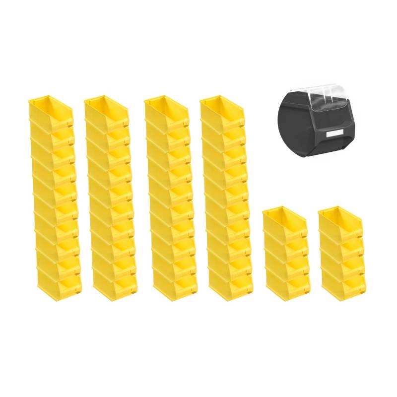 SuperSparSet 48 x Gelbe Sichtlagerbox 3.0 Mit Abdeckung HxBxT 12,5 x 14,5 x 23,5 cm 2,8 Liter Sichtlagerbehälter Sichtlagerkasten von PROREGAL