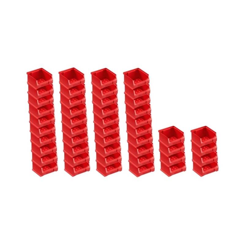 PROREGAL SuperSparSet 48x Rote Sichtlagerbox 1,0 HxBxT 6 x 10 x 10 cm 0,4 Liter Sichtlagerbehälter von PROREGAL