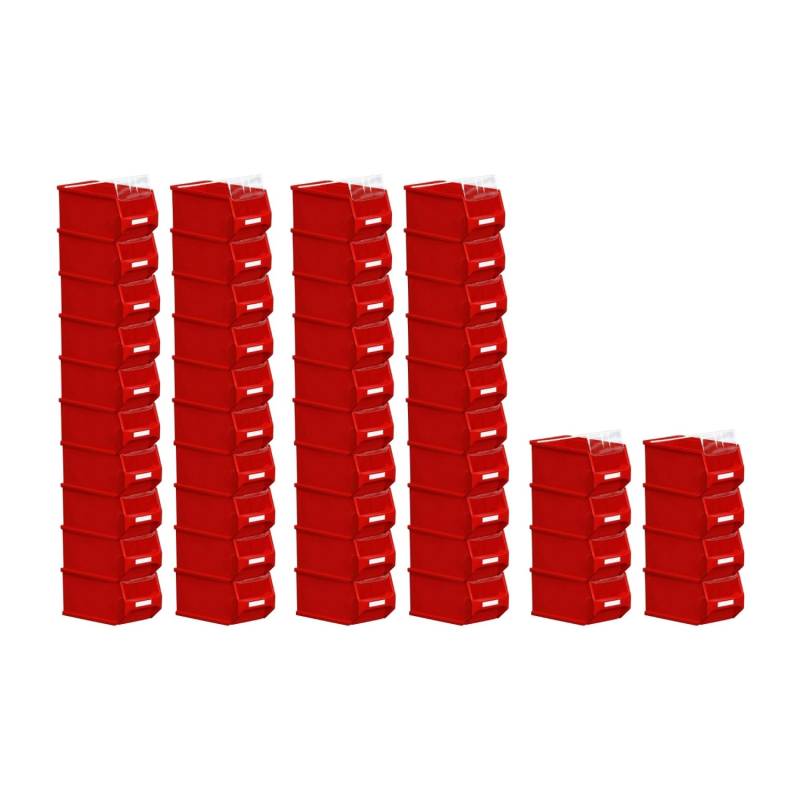 SuperSparSet 48 x Rote Sichtlagerbox 3.0 Mit Abdeckung HxBxT 12,5 x 14,5 x 23,5 cm 2,8 Liter Sichtlagerbehälter Sichtlagerkasten von PROREGAL