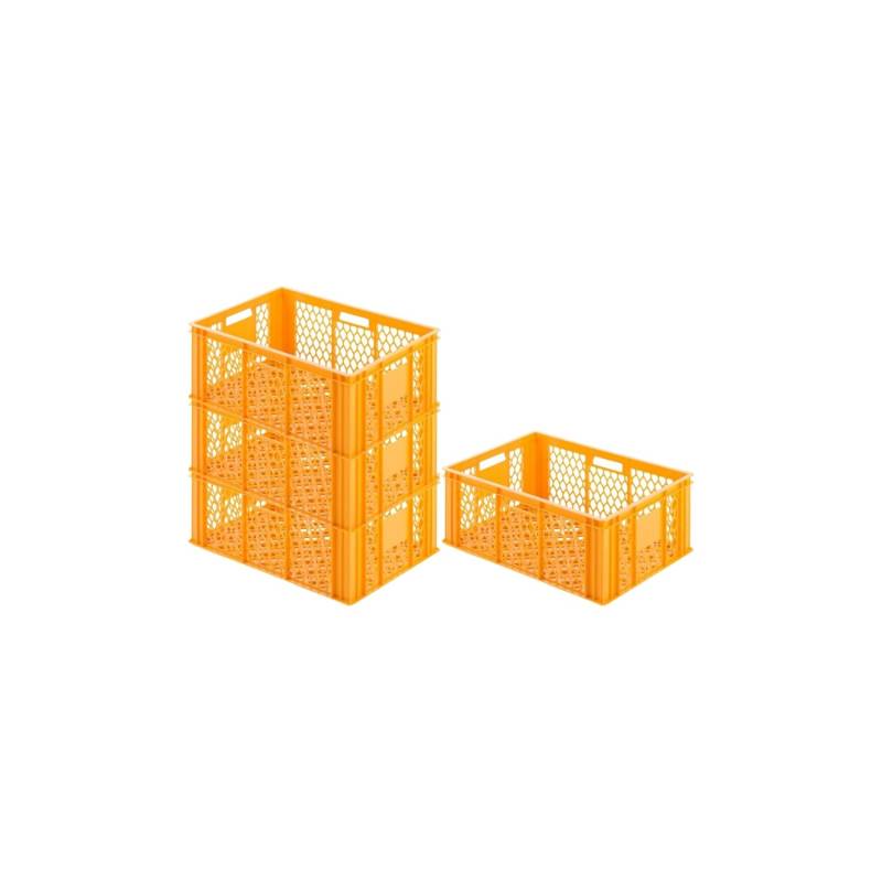 PROREGAL SuperSparSet 4x Eurobehälter Bäcker- und Konditorenkasten HxBxT 25 x 40 x 60 49 Liter Gelb-Orange Brötchenkiste Stapelbare Bäckerkiste von PROREGAL