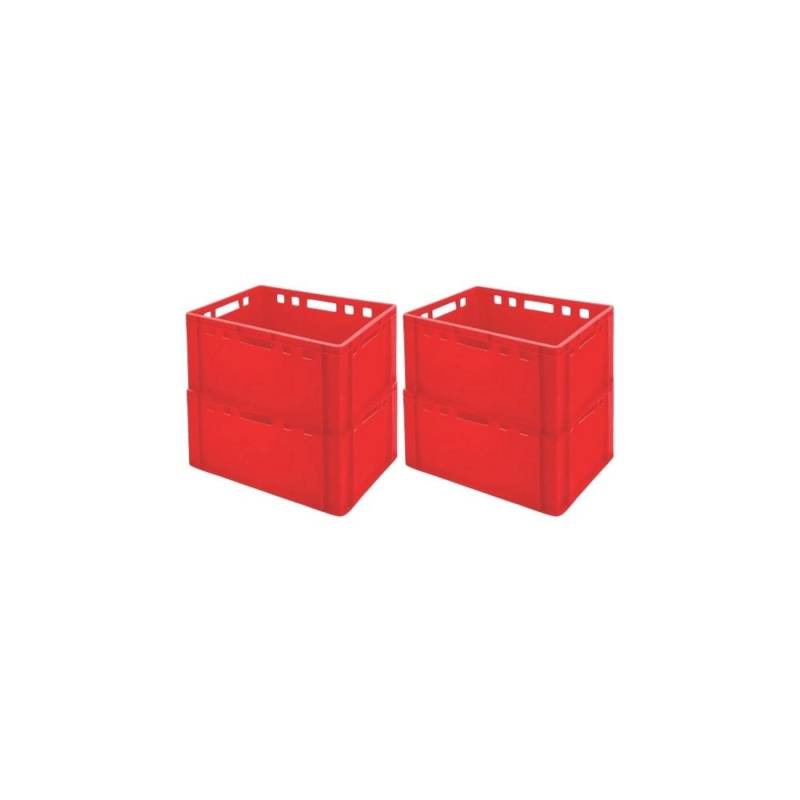 PROREGAL SuperSparSet 4x Eurobehälter Fleischerkasten E3 HxBxT 30 x 40 x 60 cm 59 Liter Rot Fleischerkiste Fleischkiste Metzgerkiste Fleischbehälter von PROREGAL