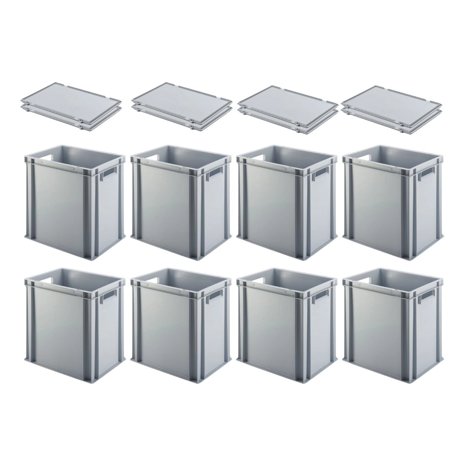 PROREGAL SuperSparSet 4x Eurobehälter mit Offenem Griff und Scharnierdeckel HxBxT 40 x 30 x 40 cm 37 Liter Grau Eurobox Transportbox PROREGAL SuperSparSet 4x Eurobehälter mit Offenem Griff und Scharnierdeckel HxBxT 40 x 30 x 40 cm 37 Liter Grau Eurobox Transportbox von PROREGAL