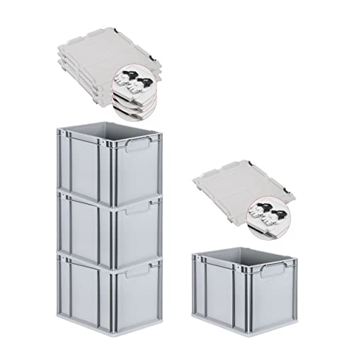 PROREGAL SuperSparSet 4x Eurobox NextGen Economy mit Scharnierdeckel & schwarzen Verschlüssen | Griffe geschlossen | HxBxT 32x30x40cm | 30 Liter | Eurobehälter Transportbox Transportbehälter PROREGAL SuperSparSet 4x Eurobox NextGen Economy mit Scharnierdeckel & schwarzen Verschlüssen | Griffe geschlossen | HxBxT 32x30x40cm | 30 Liter | Eurobehälter Transportbox Transportbehälter von PROREGAL
