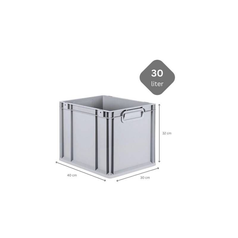 PROREGAL SuperSparSet 4x Eurobox NextGen Grip mit Auflagedeckel mit 4 Schwarzen Schiebeschnappverschlüssen HxBxT 32 x 30 x 40 cm 30 Liter von PROREGAL