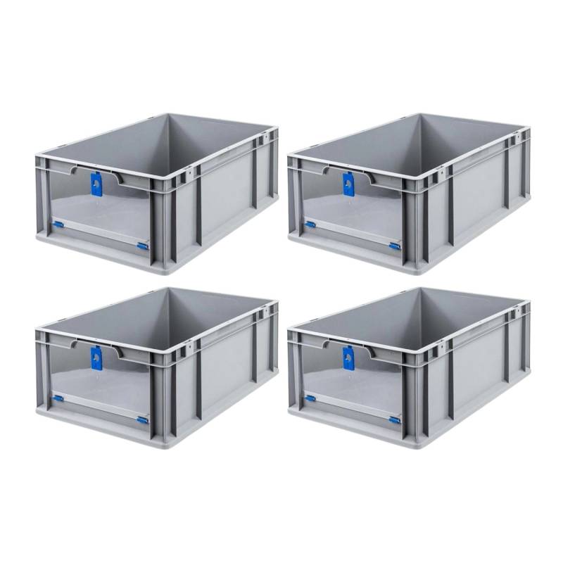 PROREGAL SuperSparSet 4x Eurobox NextGen Insight Cover HxBxT 22 x 40 x 60 44 Liter Hoch/Blau Eurobehälter Transportbox von PROREGAL
