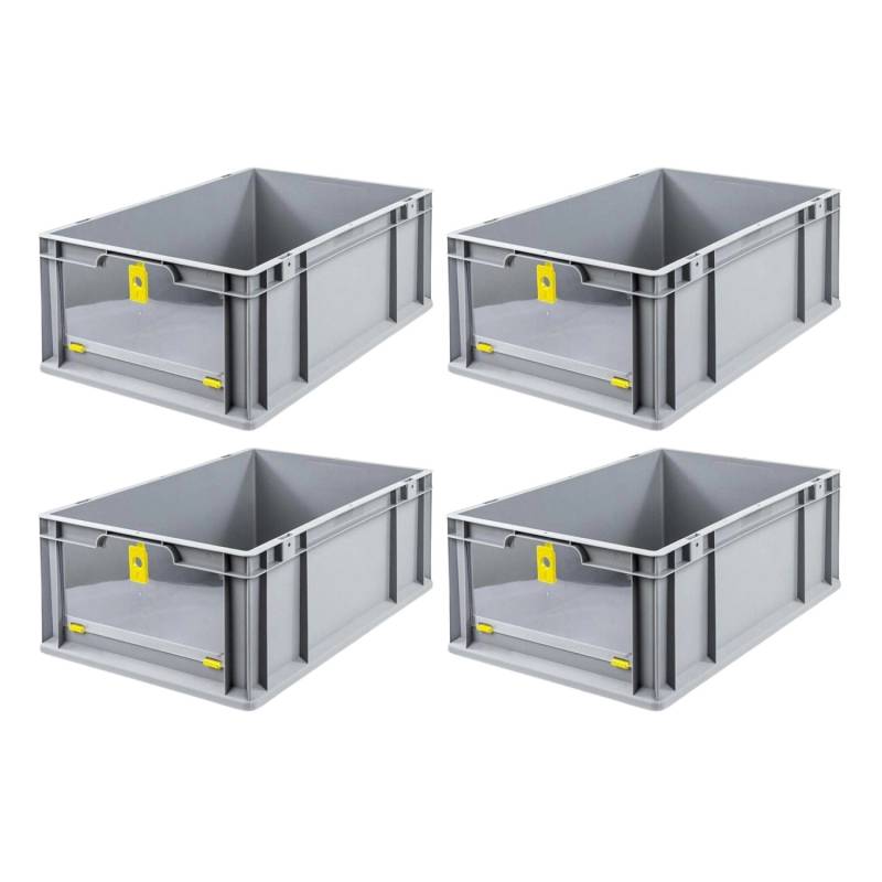 PROREGAL SuperSparSet 4x Eurobox NextGen Insight Cover HxBxT 22 x 40 x 60 44 Liter Hoch/Gelb Eurobehälter Transportbox von PROREGAL