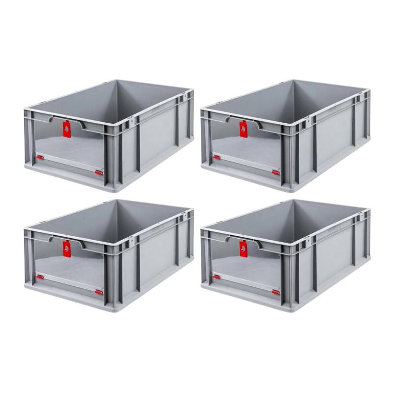 PROREGAL SuperSparSet 4x Eurobox NextGen Insight Cover HxBxT 22 x 40 x 60 44 Liter Hoch/Rot Eurobehälter Transportbox von PROREGAL