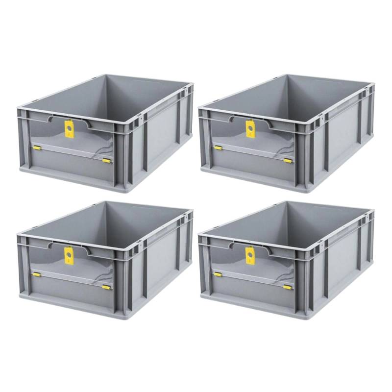 PROREGAL SuperSparSet 4x Eurobox NextGen Insight Cover HxBxT 22 x 40 x 60 44 Liter Niedrig/Gelb Eurobehälter Transportbox von PROREGAL