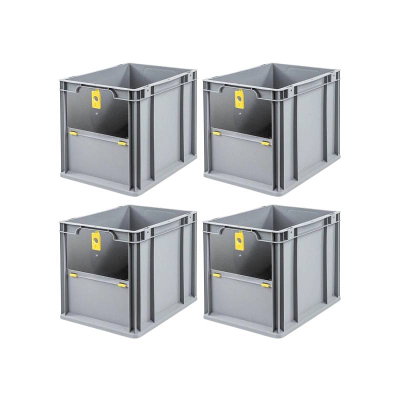 PROREGAL SuperSparSet 4x Eurobox NextGen Insight Cover HxBxT 32 x 30 x 40 30 Liter Hoch/Gelb Eurobehälter Transportbox von PROREGAL